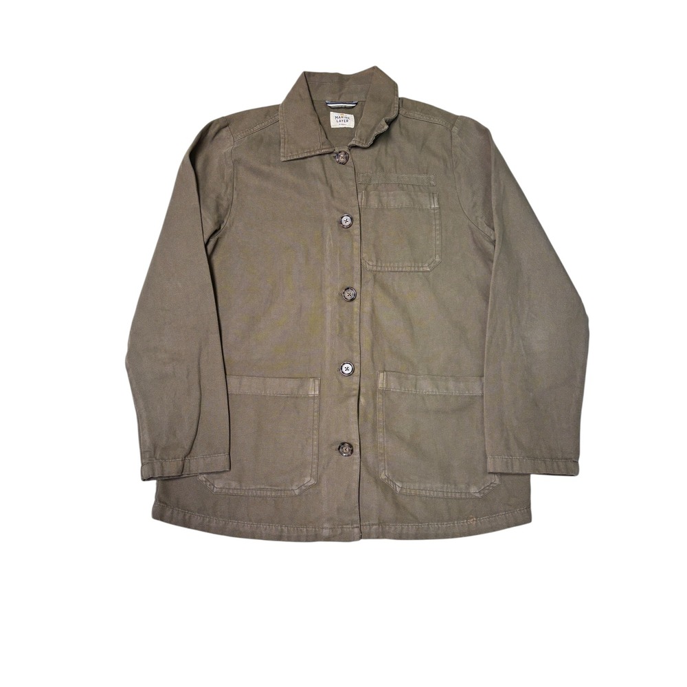 Marine Layer Mens Utility Jacket Workwear Canvas Olive Green XSmall